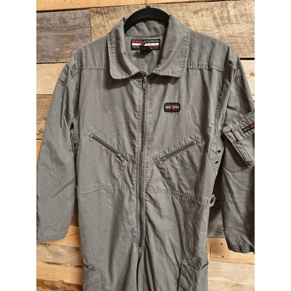 VTG 90s Lee Pipes Issue 2000 Size M Overalls Coveralls Green Flightsuit